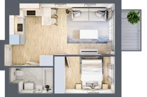 2 pokoje, mieszkanie 33,49 m², piętro 2, oferta nr I-A26, Industria II, Bydgoszcz, Bocianowo, ul. Rycerska 22