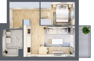 2 pokoje, mieszkanie 38,41 m², piętro 3, oferta nr I-A42, Industria II, Bydgoszcz, Bocianowo, ul. Rycerska 22