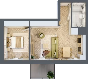 2 pokoje, mieszkanie 45,43 m², piętro 3, oferta nr 22, Balantia, Niemcz, ul. Elizy Orzeszkowej 37