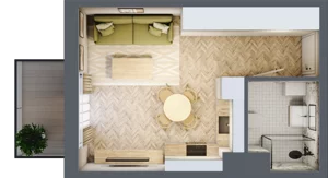 1 pokój, mieszkanie 26,35 m², piętro 1, oferta nr A34, Aleja Mickiewicza, Osielsko, ul. Aleja Mickiewicza 1