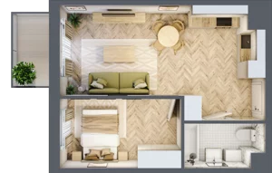 2 pokoje, mieszkanie 38,13 m², piętro 1, oferta nr A5, Aleja Mickiewicza, Osielsko, ul. Aleja Mickiewicza 1