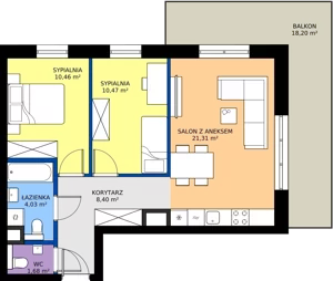 3 pokoje, apartament 56,35 m², piętro 1, oferta nr A.1.3, ELEWATOR. Mieszkania&Lofty - mieszkania, Wrocław, Kleczków, Psie Pole, Rychtalska/Zakładowa
