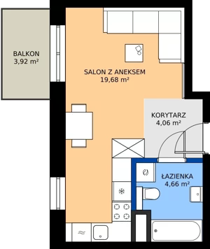 1 pokój, apartament 28,40 m², piętro 2, oferta nr B.2.7, ELEWATOR. Mieszkania&Lofty - mieszkania, Wrocław, Kleczków, Psie Pole, Rychtalska/Zakładowa