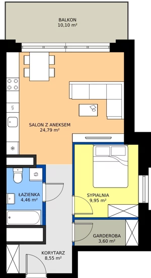 2 pokoje, mieszkanie 51,35 m², piętro 3, oferta nr EZ.2.3.21, ELEWATOR. Mieszkania&Lofty - lofty, Wrocław, Kleczków, Psie Pole, Rychtalska 