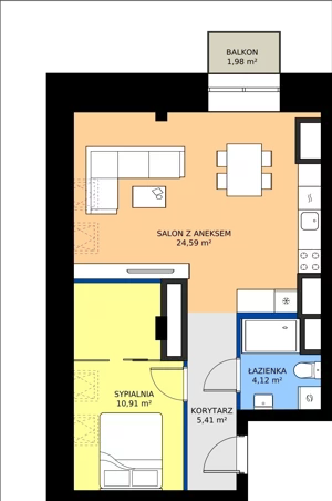 2 pokoje, mieszkanie 45,03 m², piętro 8, oferta nr EZ.1.8.92, ELEWATOR. Mieszkania&Lofty - lofty, Wrocław, Kleczków, Psie Pole, Rychtalska 