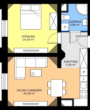 2 pokoje, mieszkanie 44,02 m², piętro 2, oferta nr EZ.1.2.15, ELEWATOR. Mieszkania&Lofty - lofty, Wrocław, Kleczków, Psie Pole, Rychtalska 