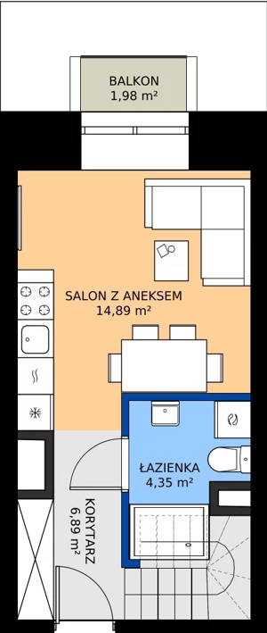 2 pokoje, mieszkanie 35,40 m², piętro 8, oferta nr EZ.2.8.92, ELEWATOR. Mieszkania&Lofty - lofty, Wrocław, Kleczków, Psie Pole, Rychtalska 