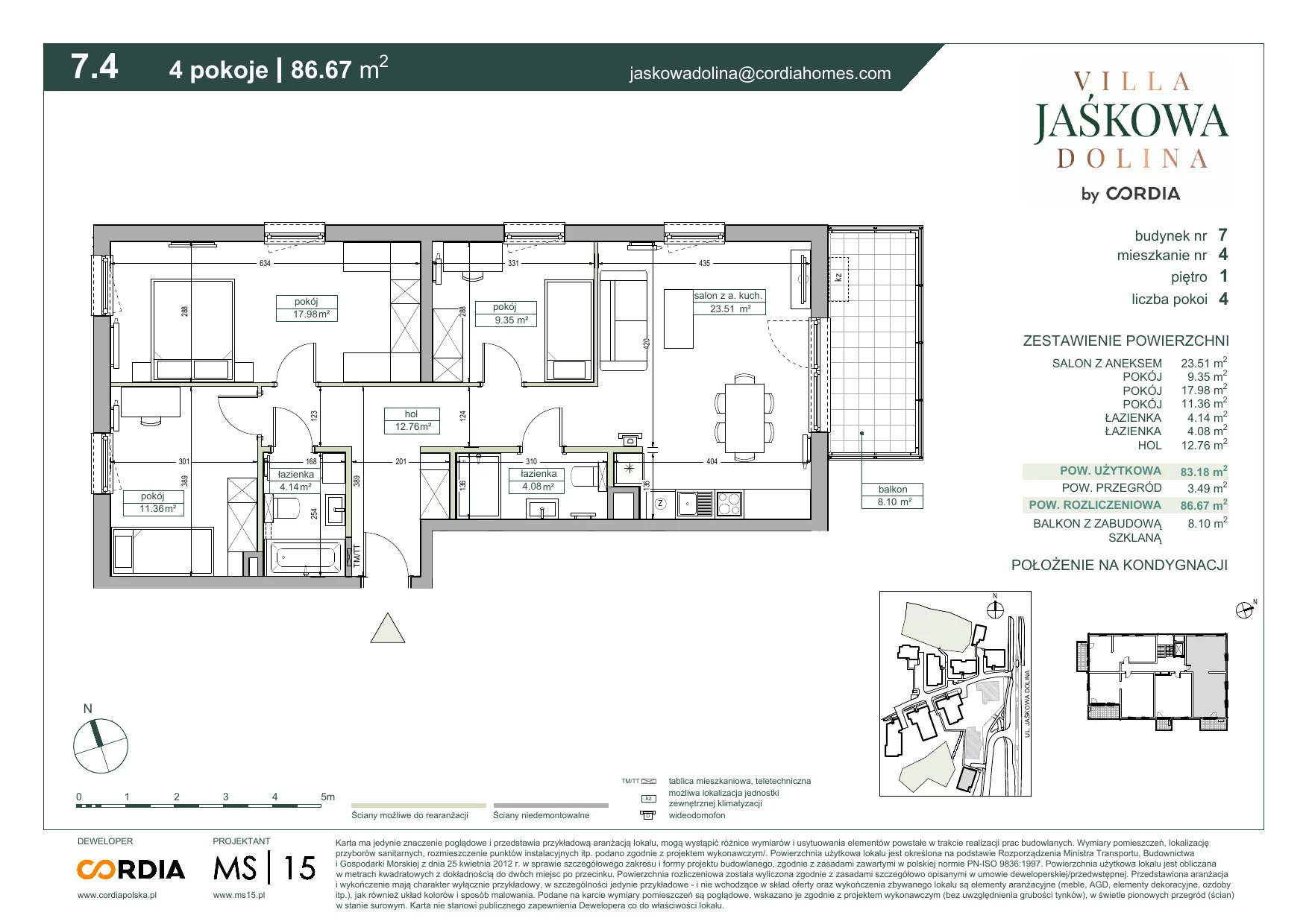 Mieszkanie 86,67 m², piętro 1, oferta nr 7.A.4., Villa Jaśkowa Dolina, Gdańsk, Wrzeszcz, ul. Jaśkowa Dolina