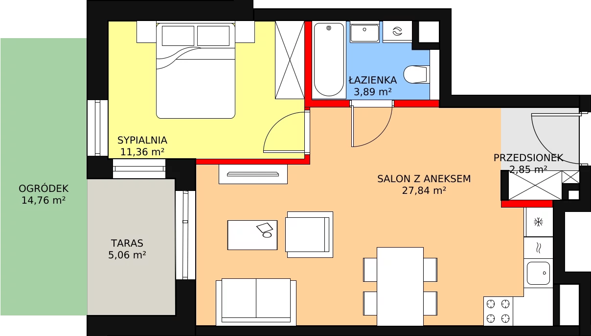 Apartament 47,22 m², parter, oferta nr A.0.8, Leśna Sonata, Sopot, Górny Sopot, Przylesie, ul. 23 Marca