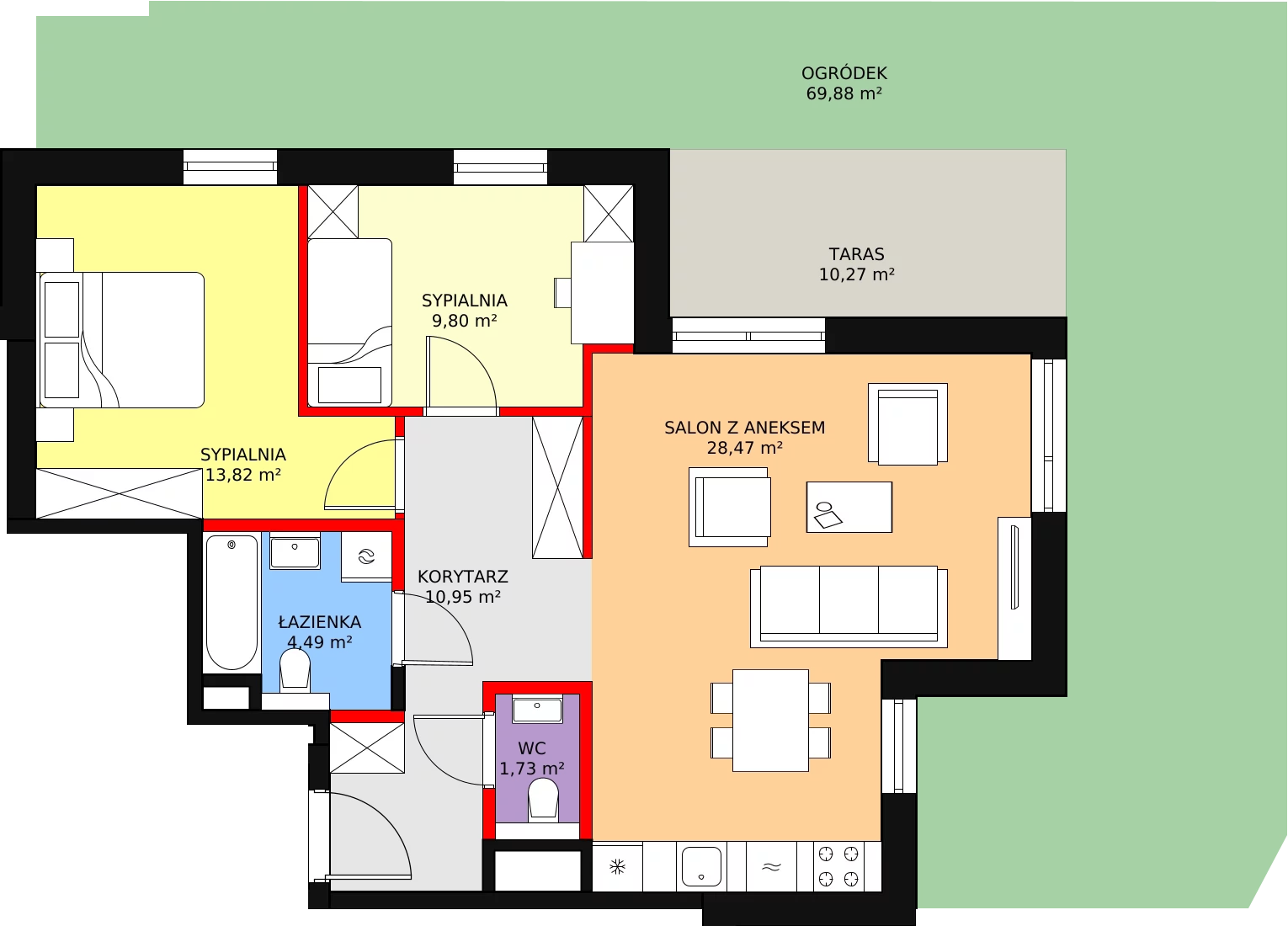 Apartament 72,03 m², parter, oferta nr C.0.1, Leśna Sonata, Sopot, Górny Sopot, Przylesie, ul. 23 Marca