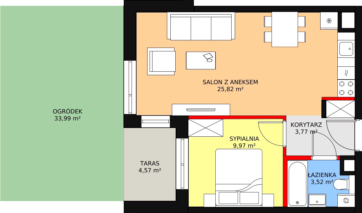 Apartament 44,35 m², parter, oferta nr C.0.3, Leśna Sonata, Sopot, Górny Sopot, Przylesie, ul. 23 Marca