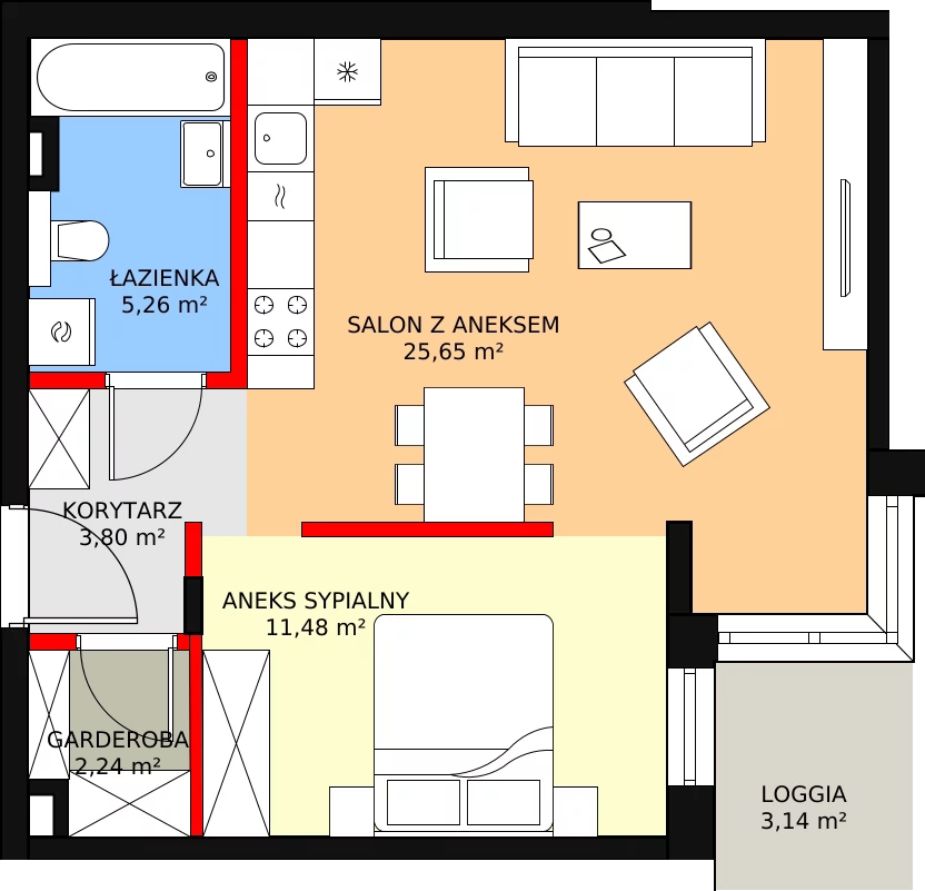 Apartament 50,08 m², piętro 1, oferta nr A.1.4, Leśna Sonata, Sopot, Górny Sopot, Przylesie, ul. 23 Marca