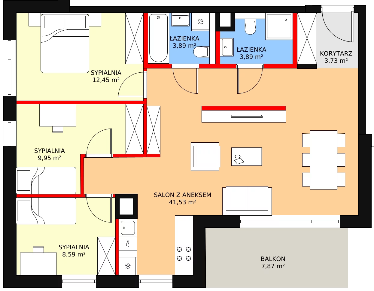 4 pokoje, apartament 87,78 m², piętro 1, oferta nr A.1.8, Leśna Sonata, Sopot, Górny Sopot, Przylesie, ul. 23 Marca