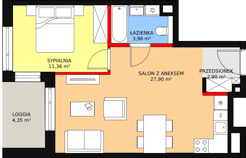 Apartament 47,40 m², piętro 1, oferta nr A.1.9, Leśna Sonata, Sopot, Górny Sopot, Przylesie, ul. 23 Marca