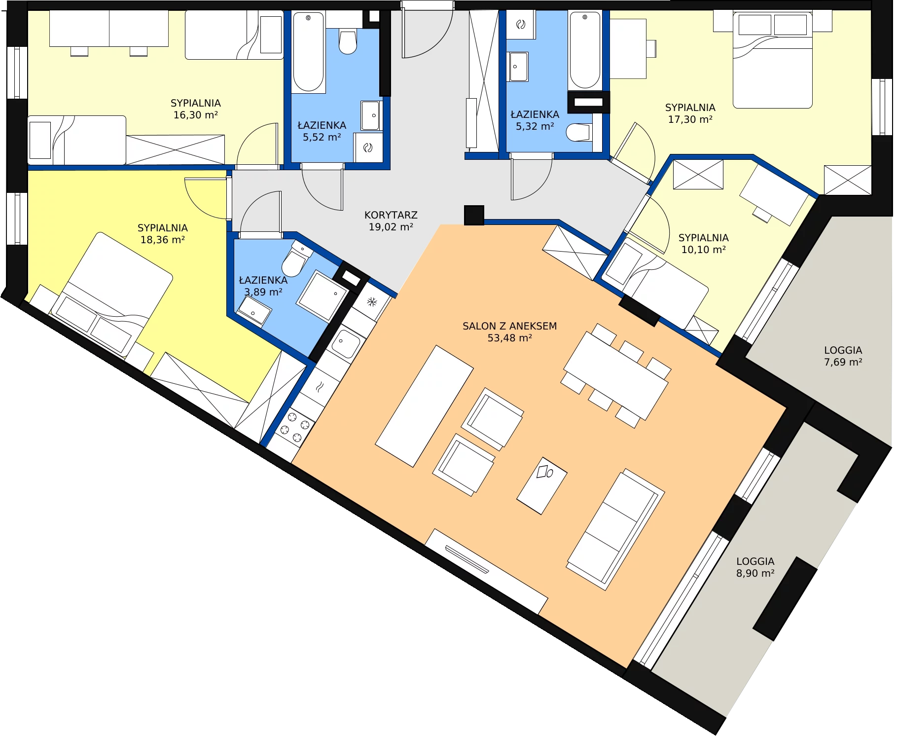 5 pokoi, apartament 149,29 m², piętro 1, oferta nr B.1.2, Leśna Sonata, Sopot, Górny Sopot, Przylesie, ul. 23 Marca