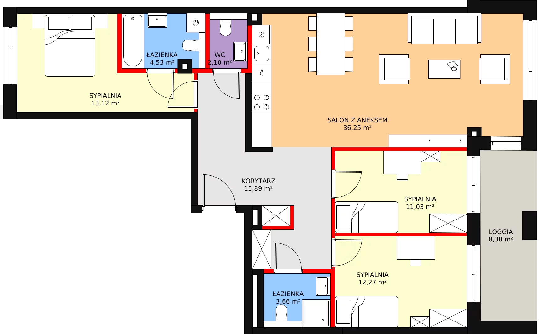 4 pokoje, apartament 103,14 m², piętro 1, oferta nr C.1.6, Leśna Sonata, Sopot, Górny Sopot, Przylesie, ul. 23 Marca