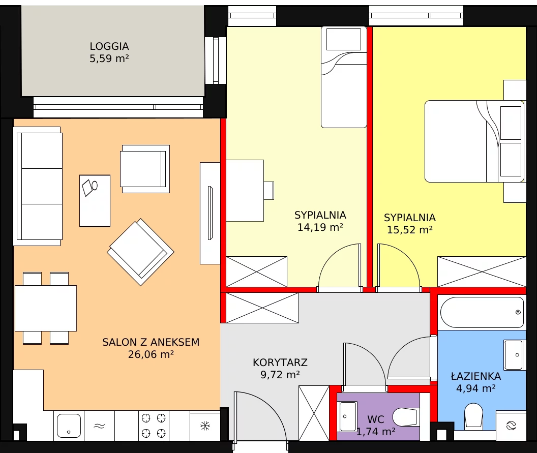 Apartament 74,82 m², piętro 2, oferta nr A.2.3, Leśna Sonata, Sopot, Górny Sopot, Przylesie, ul. 23 Marca