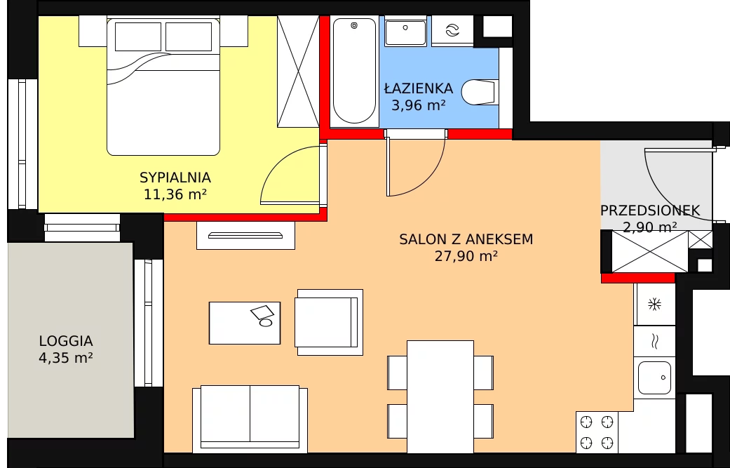 Apartament 47,40 m², piętro 2, oferta nr A.2.9, Leśna Sonata, Sopot, Górny Sopot, Przylesie, ul. 23 Marca