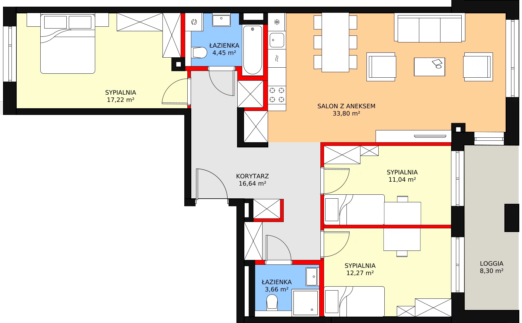 4 pokoje, apartament 102,66 m², piętro 2, oferta nr C.2.6, Leśna Sonata, Sopot, Górny Sopot, Przylesie, ul. 23 Marca