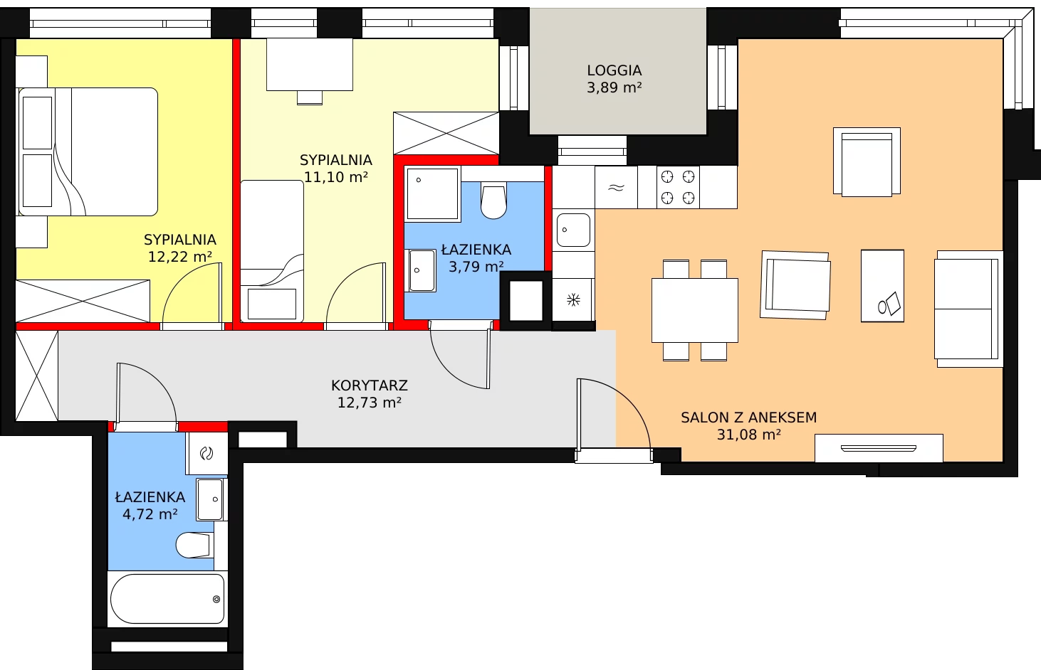 Apartament 78,09 m², piętro 4, oferta nr C.4.1, Leśna Sonata, Sopot, Górny Sopot, Przylesie, ul. 23 Marca