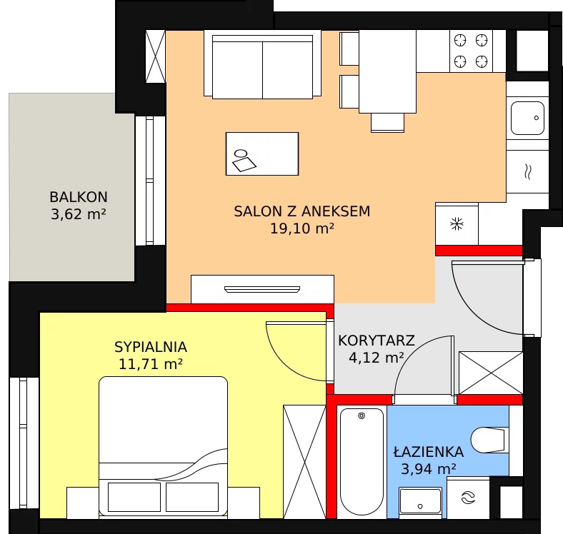 Apartament 40,10 m², piętro 5, oferta nr A.5.1, Leśna Sonata, Sopot, Górny Sopot, Przylesie, ul. 23 Marca