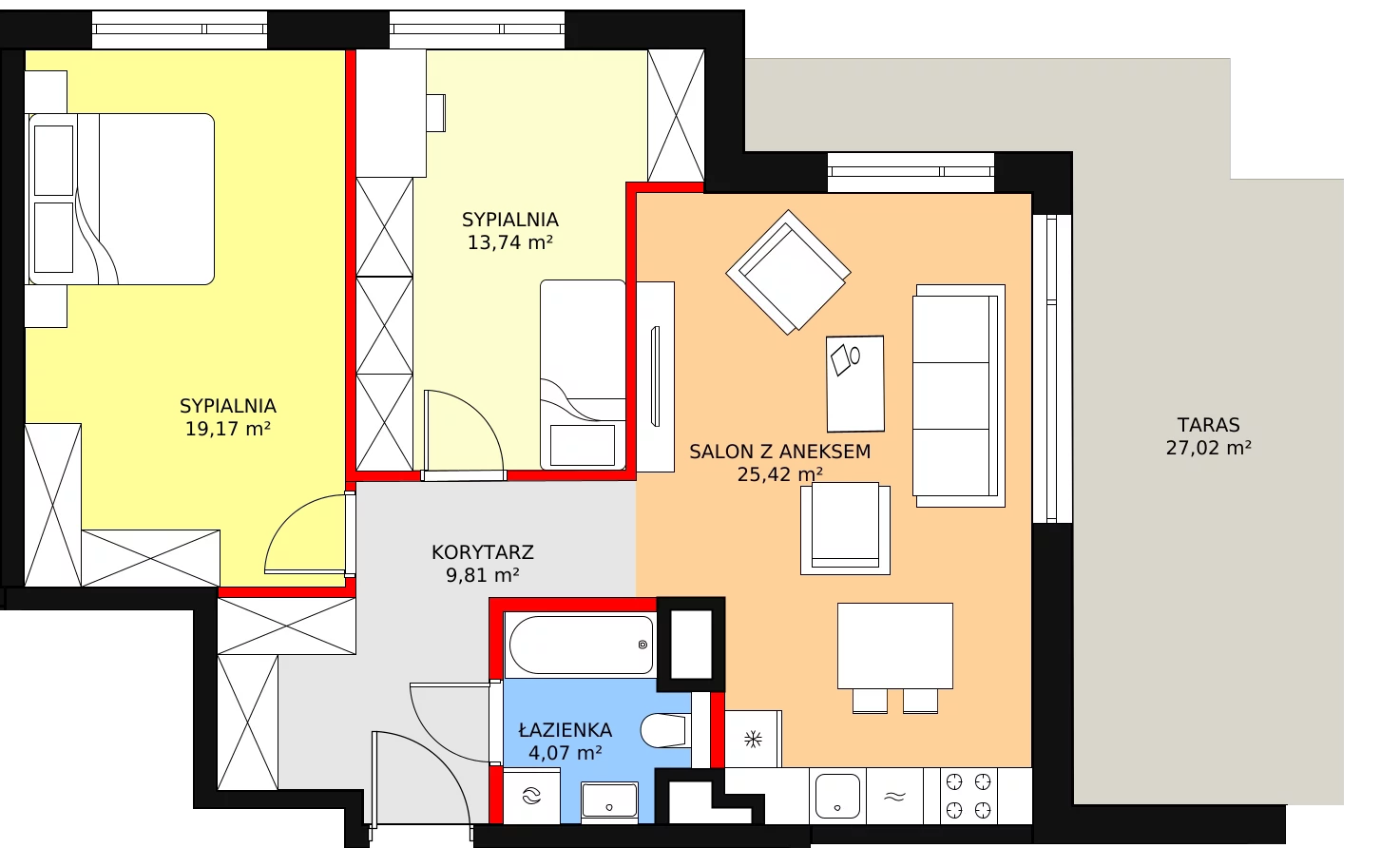 Apartament 74,45 m², piętro 6, oferta nr A.6.2, Leśna Sonata, Sopot, Górny Sopot, Przylesie, ul. 23 Marca