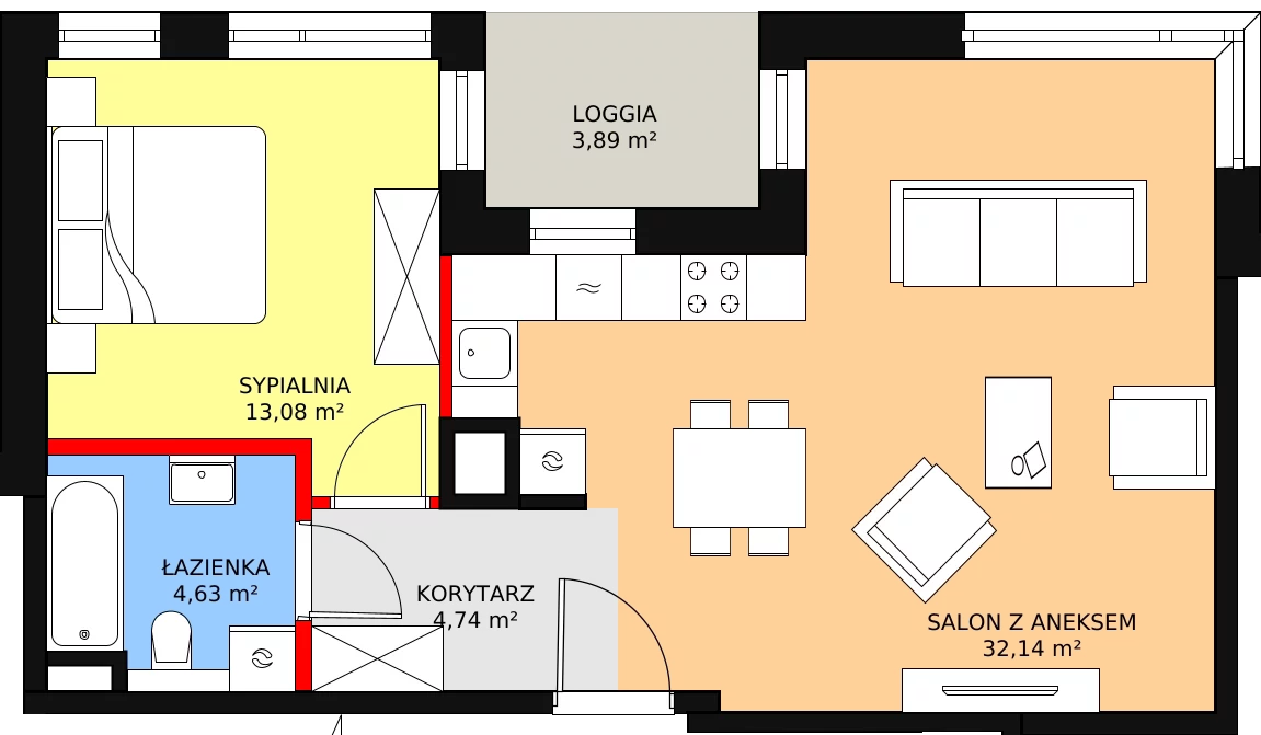 Apartament 55,68 m², piętro 5, oferta nr C.5.1, Leśna Sonata, Sopot, Górny Sopot, Przylesie, ul. 23 Marca