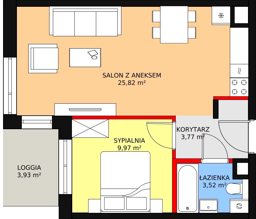 Apartament 44,35 m², piętro 5, oferta nr C.5.4, Leśna Sonata, Sopot, Górny Sopot, Przylesie, ul. 23 Marca