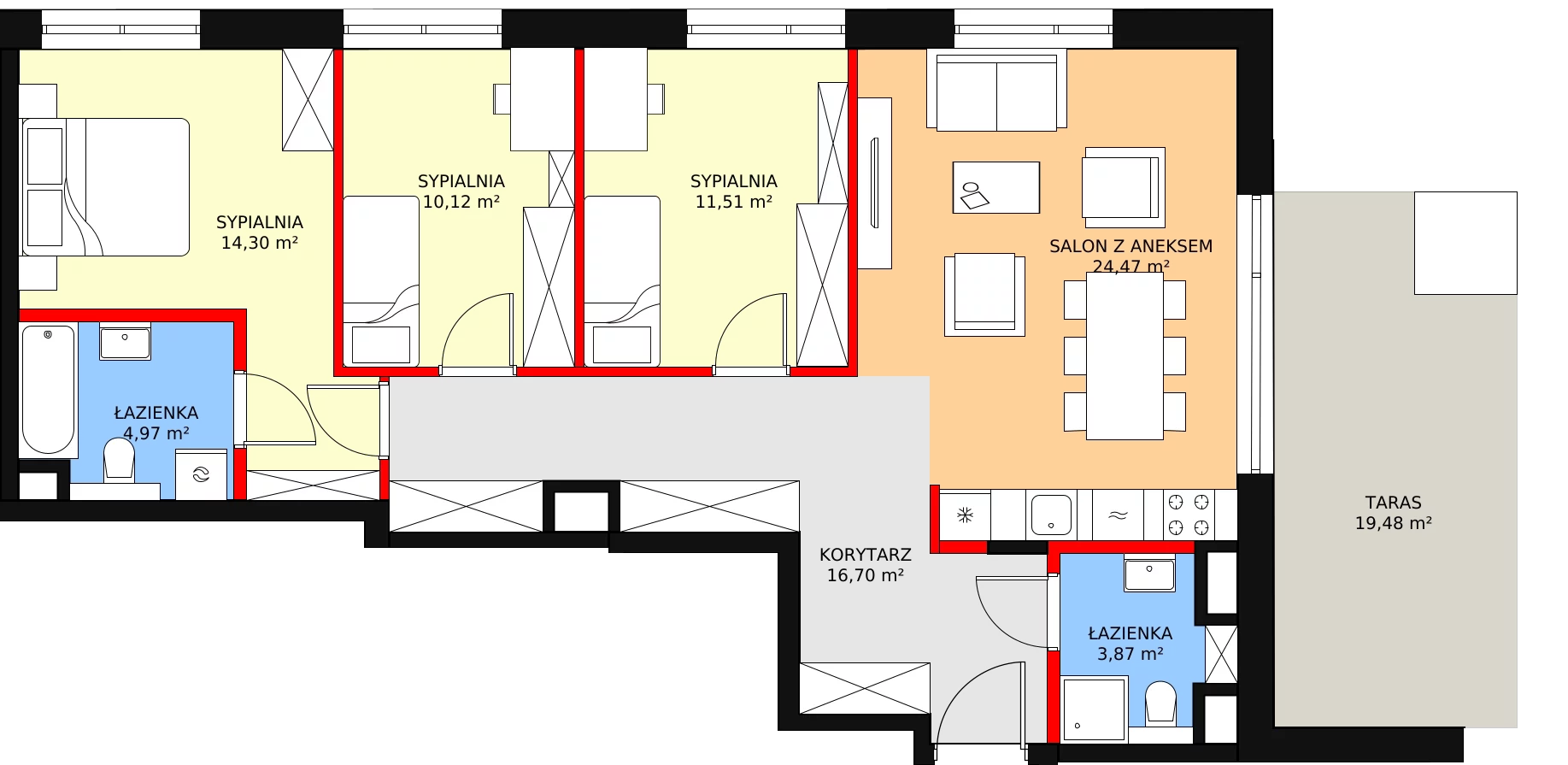 4 pokoje, apartament 89,59 m², piętro 7, oferta nr A.7.1, Leśna Sonata, Sopot, Górny Sopot, Przylesie, ul. 23 Marca