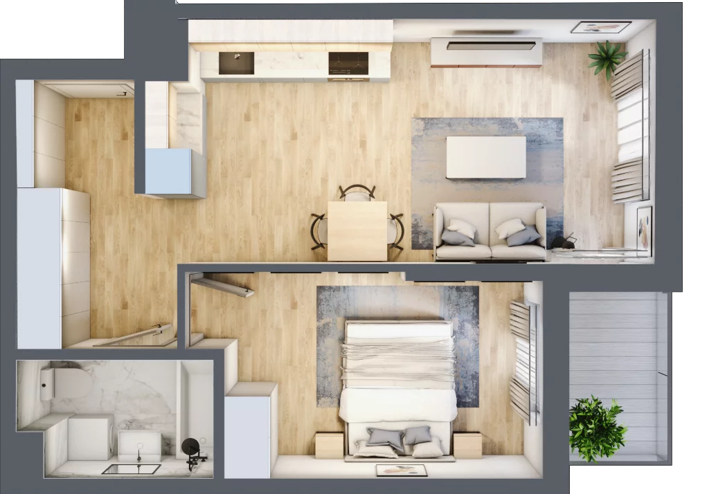 2 pokoje, mieszkanie 44,88 m², piętro 7, oferta nr A.47, Hi Mokotów, Warszawa, Ursynów, Wyczółki, ul. Bokserska 63