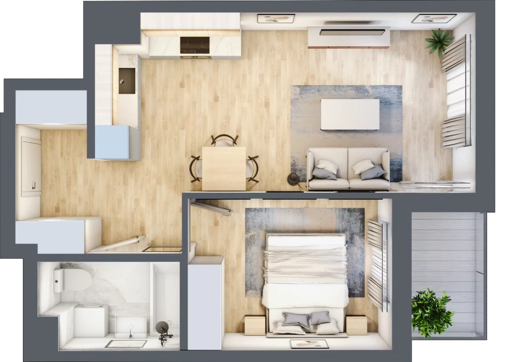 2 pokoje, mieszkanie 42,53 m², piętro 7, oferta nr A.48, Hi Mokotów, Warszawa, Ursynów, Wyczółki, ul. Bokserska 63
