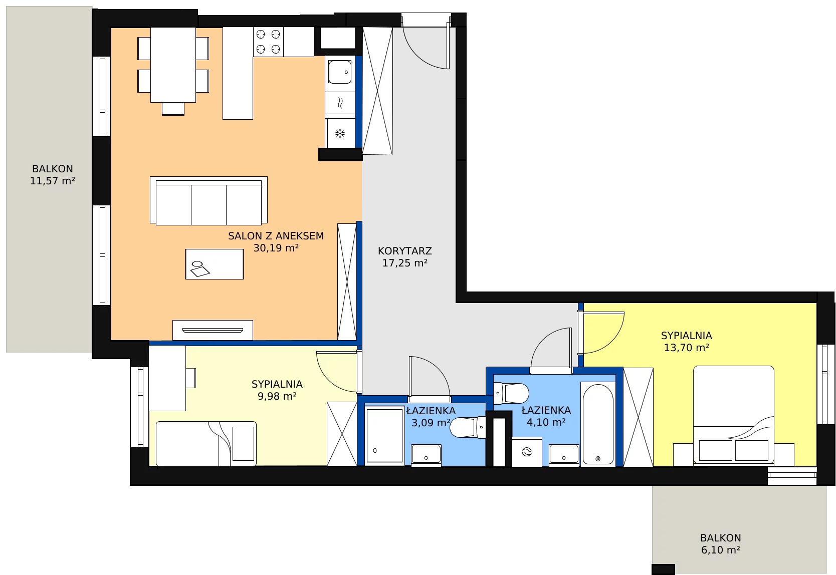 Nowe mieszkanie, 80,94 m², 3 pokoje, 2 piętro, oferta nr A.26