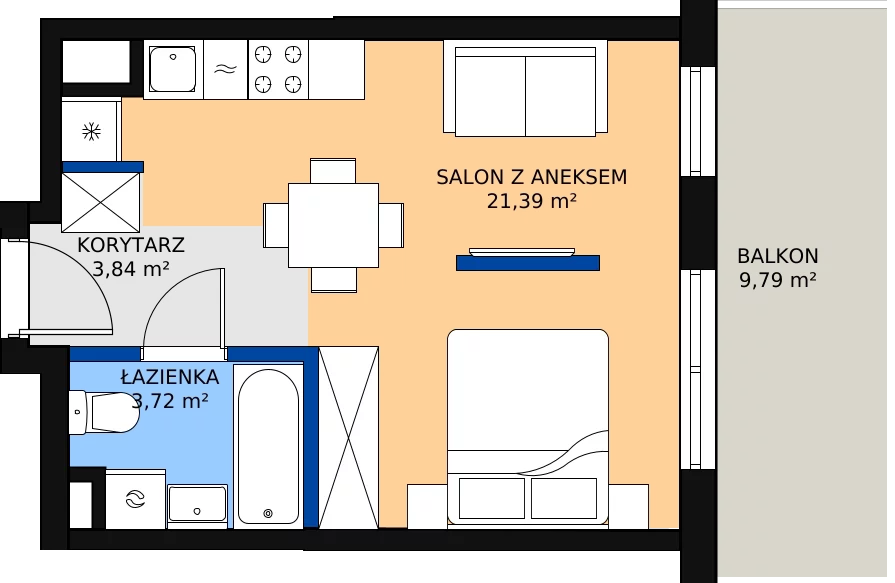 Zalety mieszkania 29.88 m², B.30