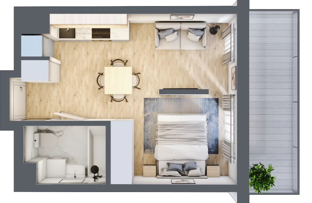 1 pokój, mieszkanie 29,88 m², piętro 7, oferta nr B.30, Hi Mokotów, Warszawa, Ursynów, Wyczółki, ul. Bokserska 63