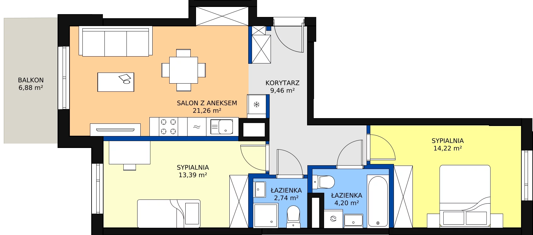 Zalety mieszkania 67.6 m², B.32