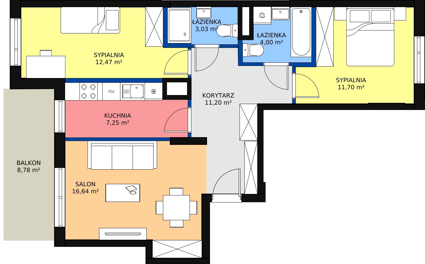 Zalety mieszkania 68.79 m², B.57