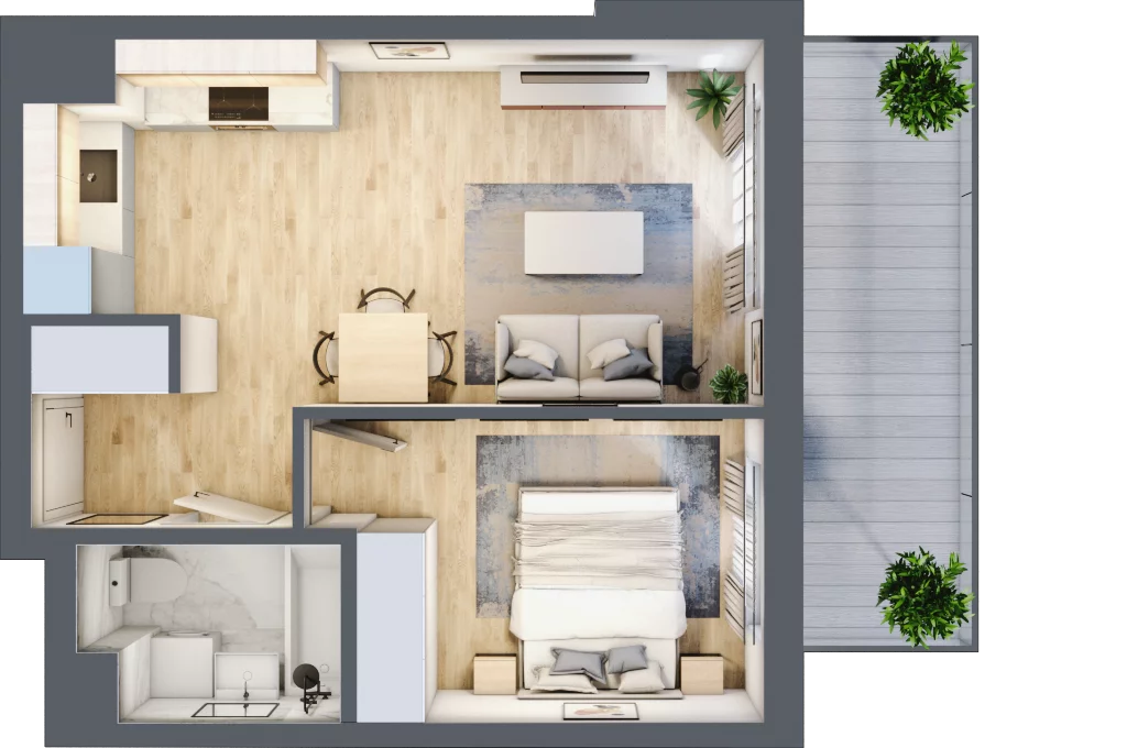 2 pokoje, mieszkanie 38,43 m², piętro 6, oferta nr B.58, Hi Mokotów, Warszawa, Ursynów, Wyczółki, ul. Bokserska 63