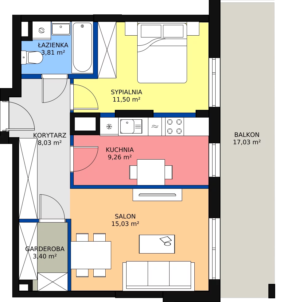 Zalety mieszkania 53.17 m², B.59