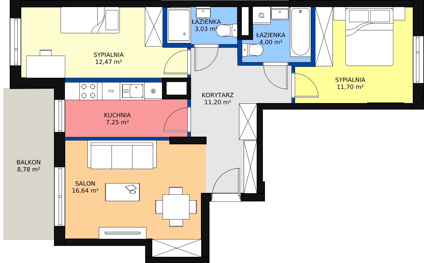 Zalety mieszkania 68.79 m², B.61