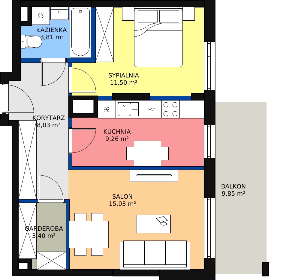 Zalety mieszkania 53.17 m², B.63