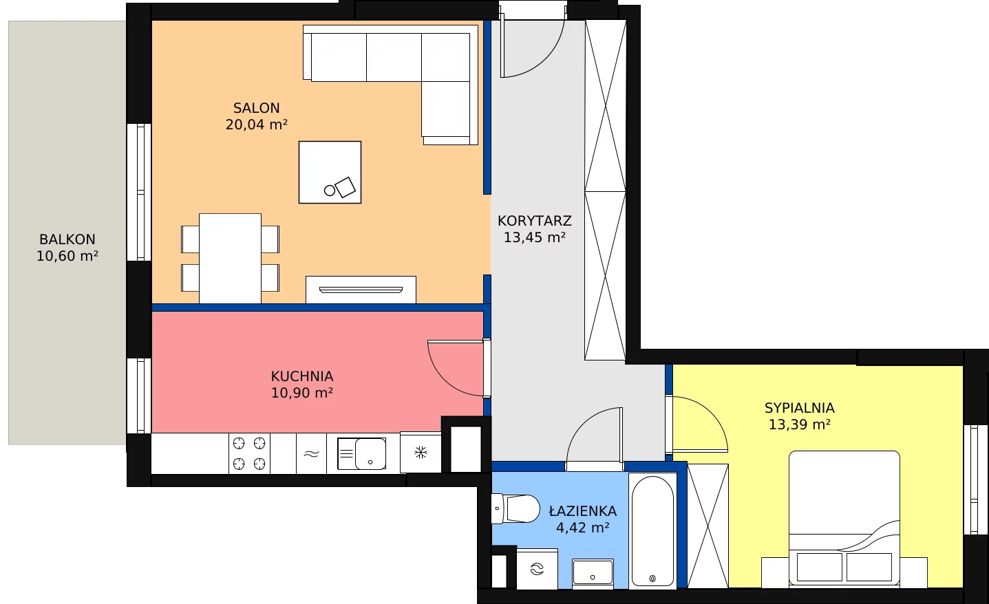 Zalety mieszkania 64.07 m², B.64