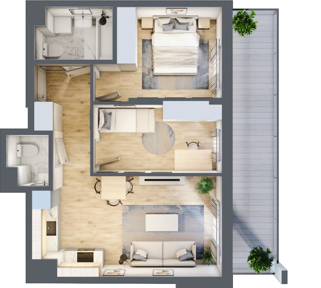 3 pokoje, mieszkanie 54,19 m², piętro 7, oferta nr B.95, Hi Mokotów, Warszawa, Ursynów, Wyczółki, ul. Bokserska 63