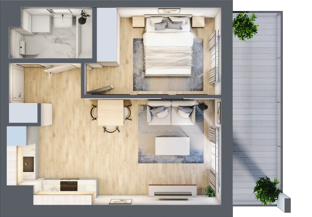2 pokoje, mieszkanie 38,93 m², piętro 6, oferta nr B.129, Hi Mokotów, Warszawa, Ursynów, Wyczółki, ul. Bokserska 63