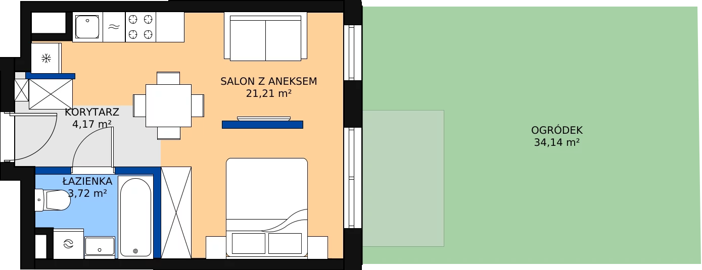 Zalety mieszkania 30.08 m², B.02