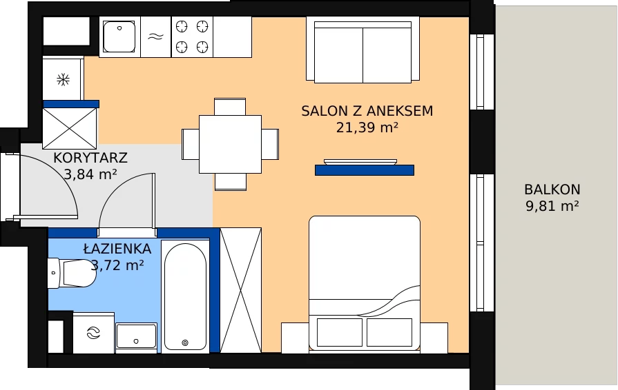 Zalety mieszkania 29.88 m², B.06