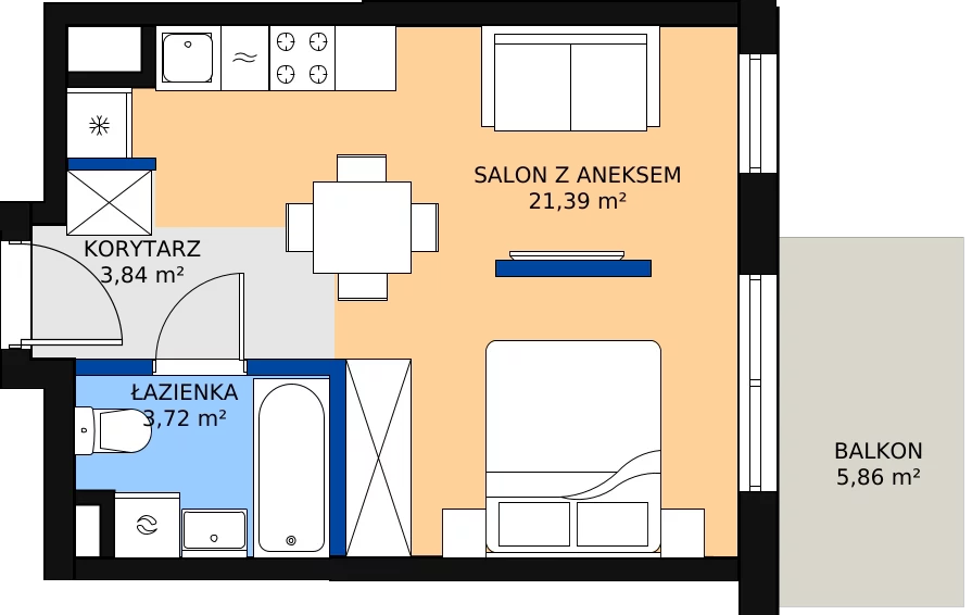 Zalety mieszkania 29.88 m², B.18