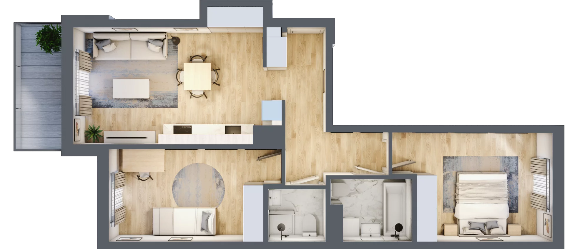 3 pokoje, mieszkanie 67,60 m², piętro 4, oferta nr B.20, Hi Mokotów, Warszawa, Ursynów, Wyczółki, ul. Bokserska 63