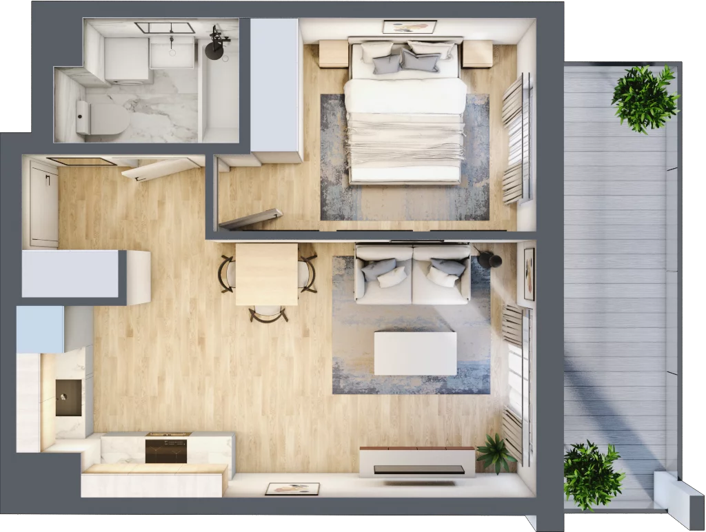 2 pokoje, mieszkanie 38,44 m², piętro 5, oferta nr B.23, Hi Mokotów, Warszawa, Ursynów, Wyczółki, ul. Bokserska 63