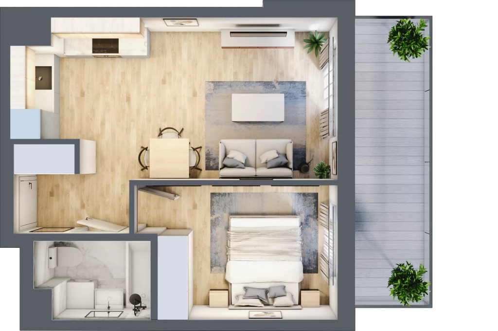 2 pokoje, mieszkanie 38,43 m², piętro 4, oferta nr B.50, Hi Mokotów, Warszawa, Ursynów, Wyczółki, ul. Bokserska 63