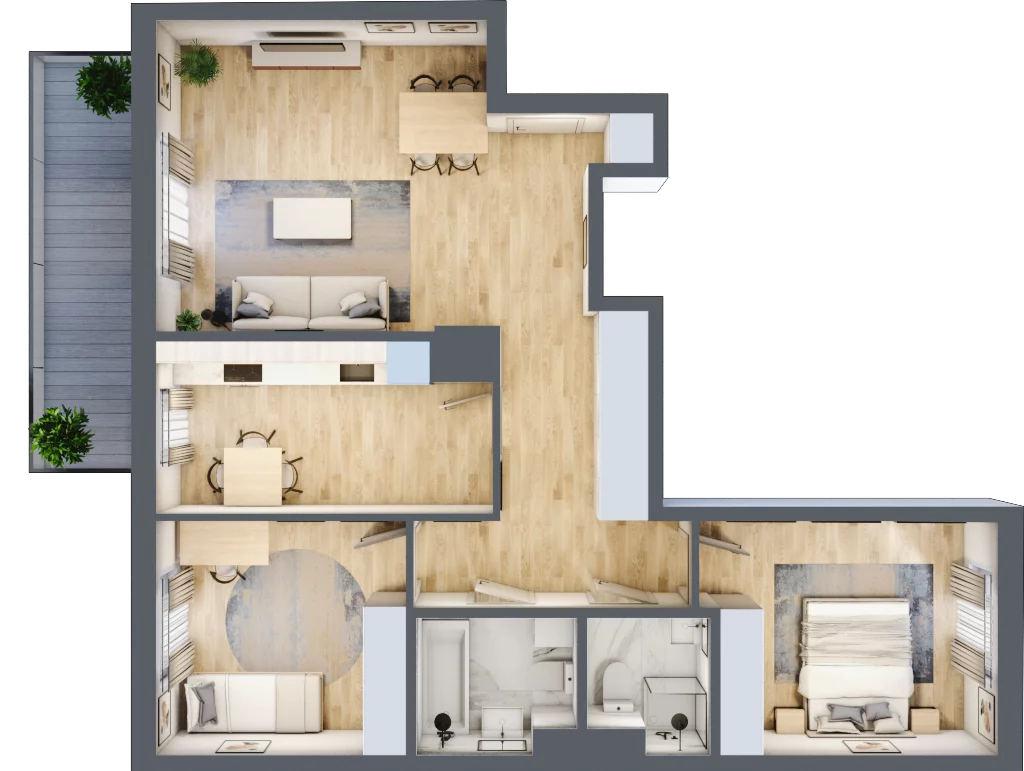 3 pokoje, mieszkanie 81,12 m², piętro 1, oferta nr B.72, Hi Mokotów, Warszawa, Ursynów, Wyczółki, ul. Bokserska 63